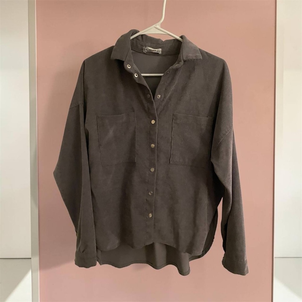 Women's Relaxed Button-Front Blazer Jacket - Charcoal